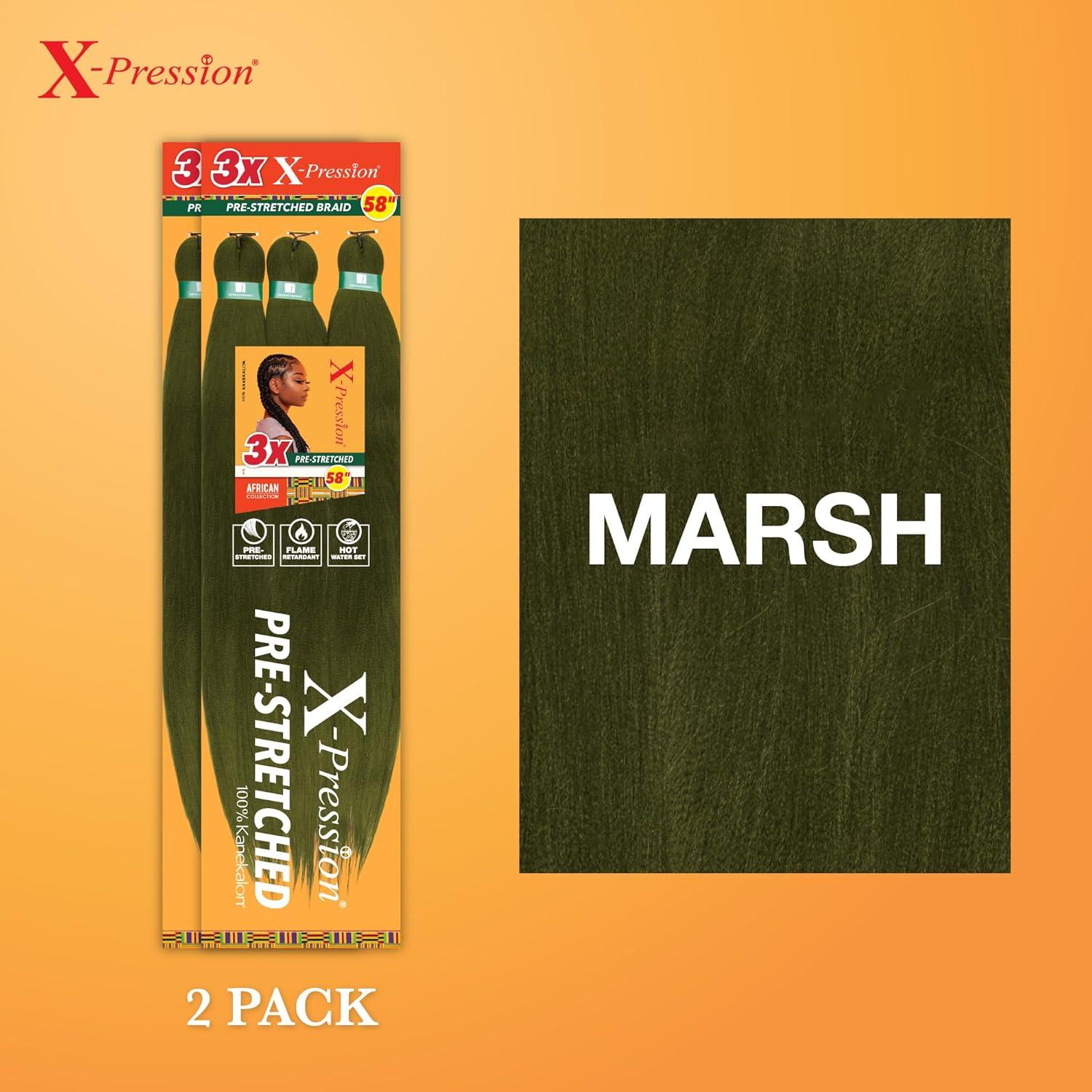imageSensationnel Xpression prestretched braiding hair 3x braid 58 inch all kanekalon flame retardant synthetic braid for box braids and twists 1 pack 1 JETBLACKMARSH