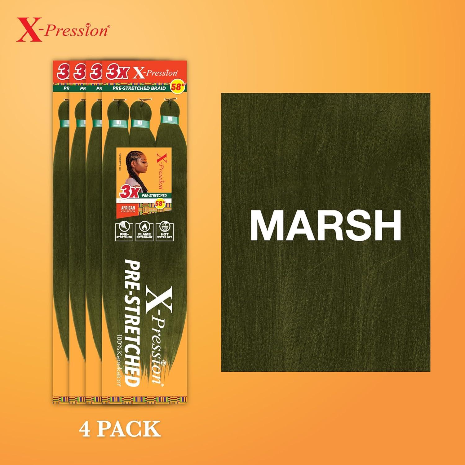 imageSensationnel Xpression prestretched braiding hair 3x braid 58 inch all kanekalon flame retardant synthetic braid for box braids and twists 1 pack 1 JETBLACKMARSH