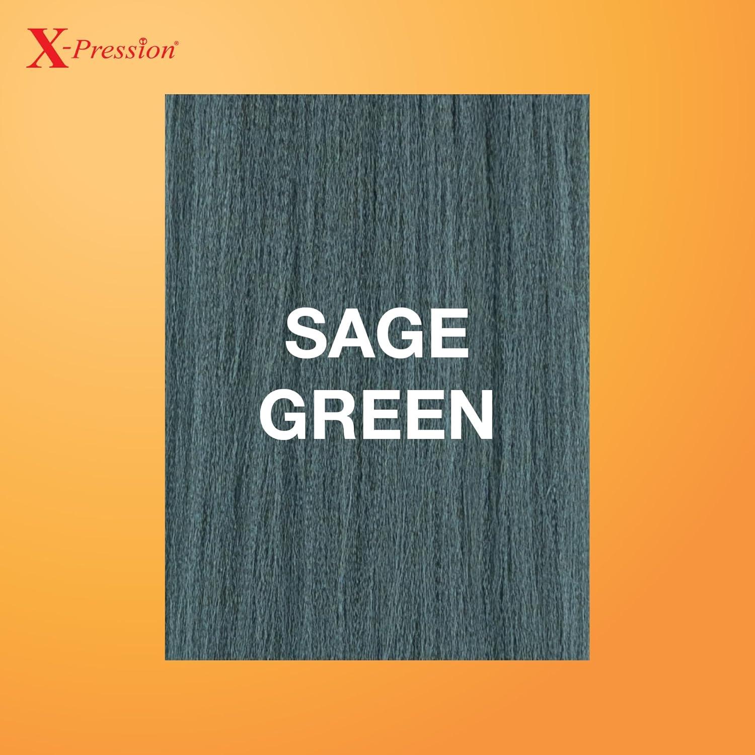 imageSensationnel Xpression prestretched braiding hair 3x braid 58 inch all kanekalon flame retardant synthetic braid for box braids and twists 1 pack 1 JETBLACKSAGEGREEN
