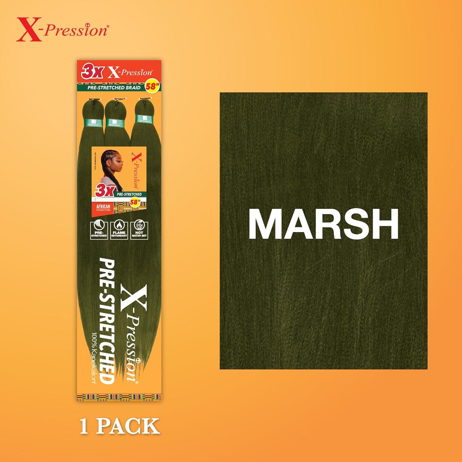 imageSensationnel Xpression prestretched braiding hair 3x braid 58 inch all kanekalon flame retardant synthetic braid for box braids and twists 1 pack 1 JETBLACKMARSH