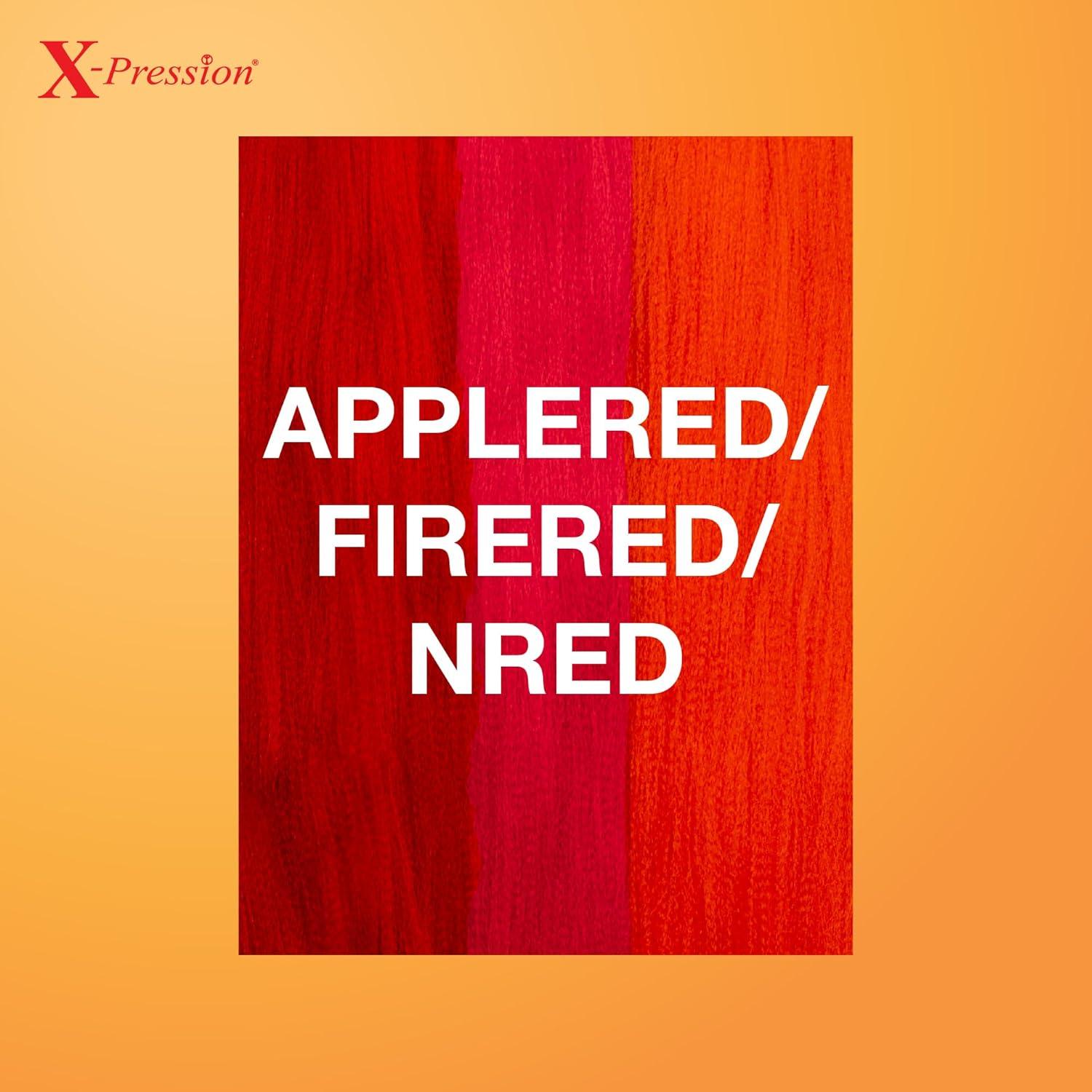 imageSensationnel Xpression prestretched braiding hair 3x braid 58 inch all kanekalon flame retardant synthetic braid for box braids and twists 1 pack 1 JETBLACKAPPLEREDFIREREDNRE