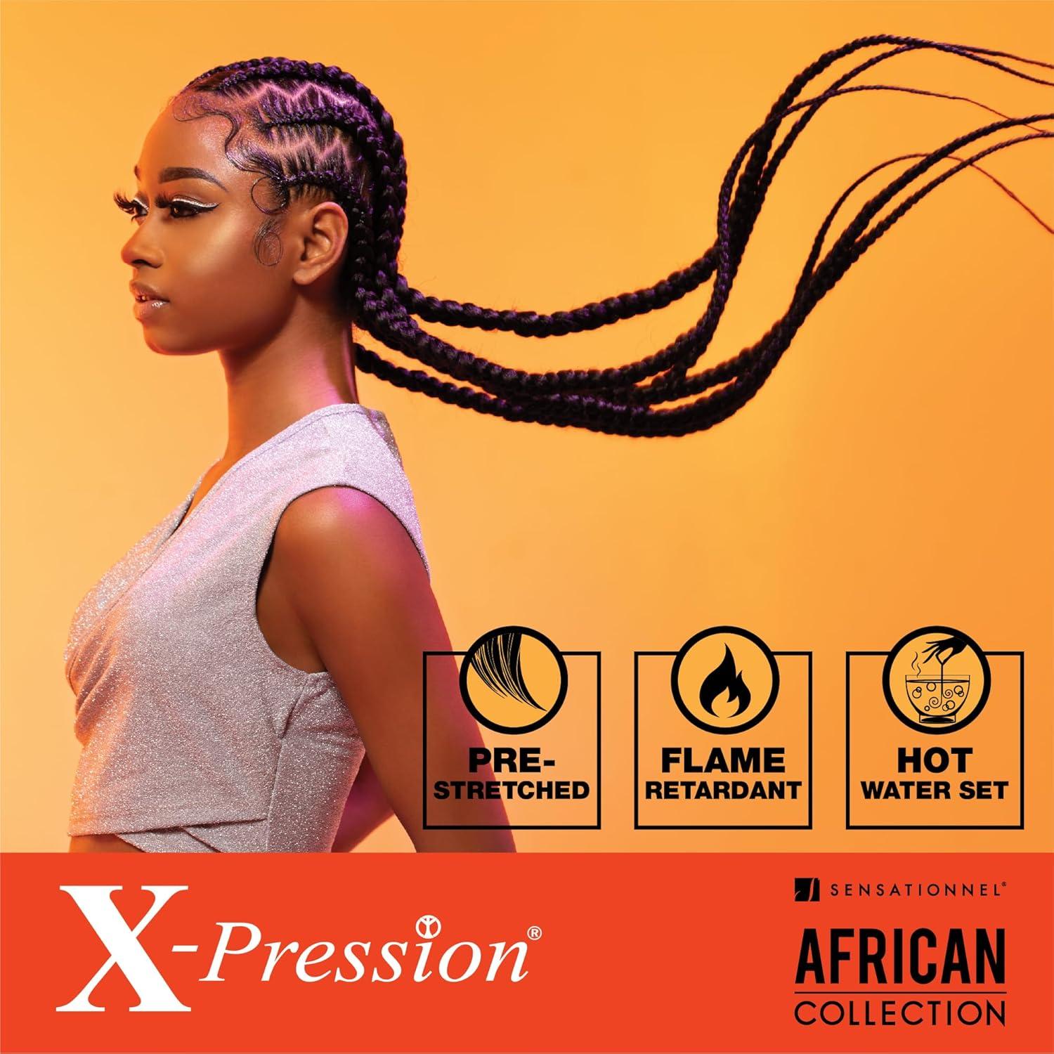 imageSensationnel Xpression prestretched braiding hair 3x braid 58 inch all kanekalon flame retardant synthetic braid for box braids and twists 1 pack 1 JETBLACKT1BMUSTARD