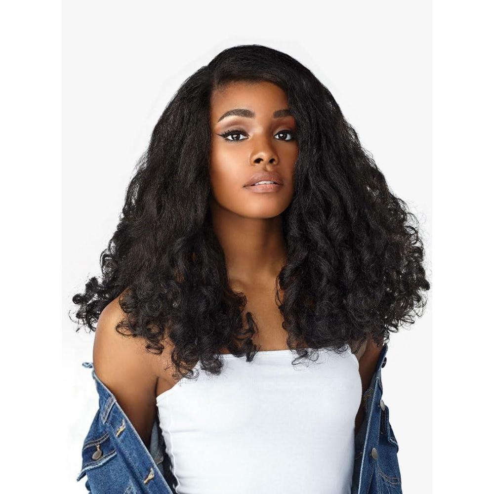 imageSensationnel Curls Kinksandco Half Wig Heart Breaker Synthetic Instant Weave Updo Full Cap for Natural 3C to 4C Hair Textures 1 JETBLACK2 DARKBROWN