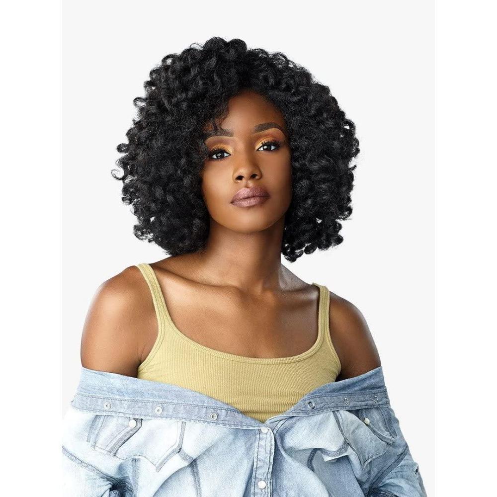 imageSensationnel Curls Kinksandco Half Wig Role Model Synthetic Instant Weave Updo Full Cap for Natural 3C to 4C Hair Textures 1 JETBLACK1B OFFBLACK