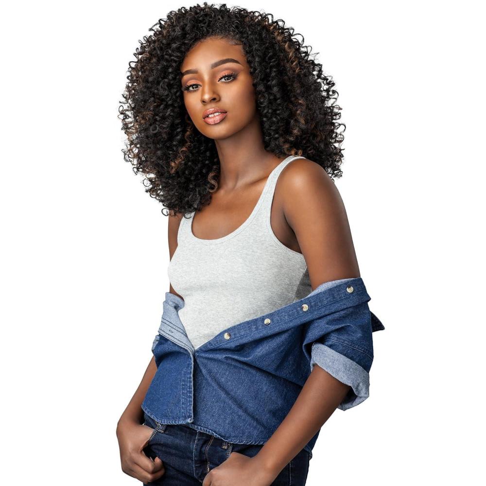 imageSensationnel Curls Kinksandco Half Wig The Show Stopper Instant Weave Drawstring Cap for Natural 3C to 4C Hair Textures 1 JETBLACKF1B30