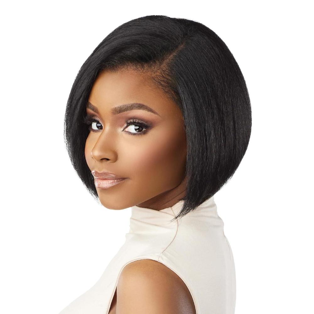 imageSensationnel Curls Kinksandco Kinkyedges Wig  Kinky Bob 9 Inch 13X6 Lace Frontal Natural Kinkytexture Edged Hairline for Natural 3C to 4C Hair Textures 1 JETBLACKHL28044