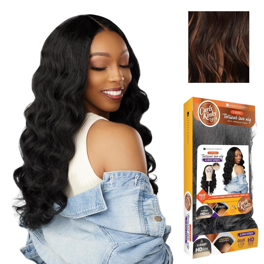 imageSensationnel Curls Kinksandco Kinkyedges Wig Kinky Loose Wand Curl 24 Inch Y Part Lace Natural Kinkytexture Edged Hairline for Natural 3C to 4C Hair Textures 1 JETBLACKF1B30