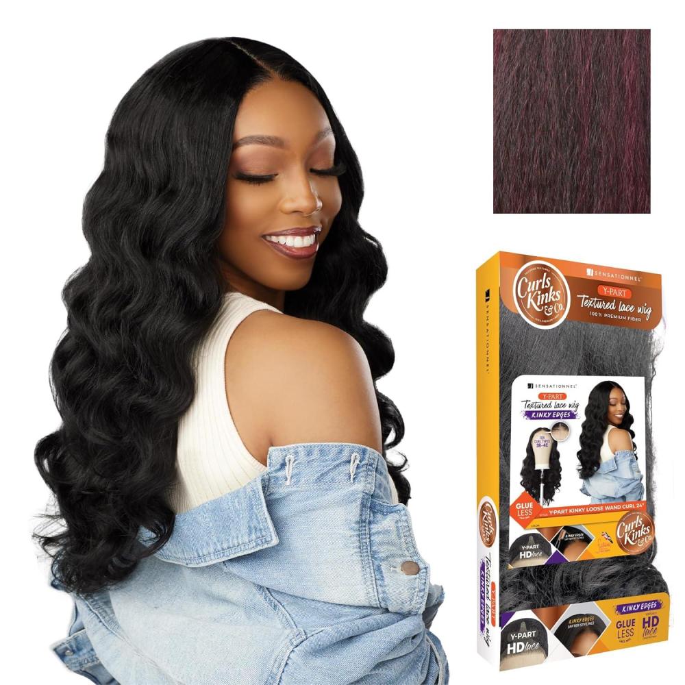 imageSensationnel Curls Kinksandco Kinkyedges Wig Kinky Loose Wand Curl 24 Inch Y Part Lace Natural Kinkytexture Edged Hairline for Natural 3C to 4C Hair Textures 1 JETBLACKF1BBG