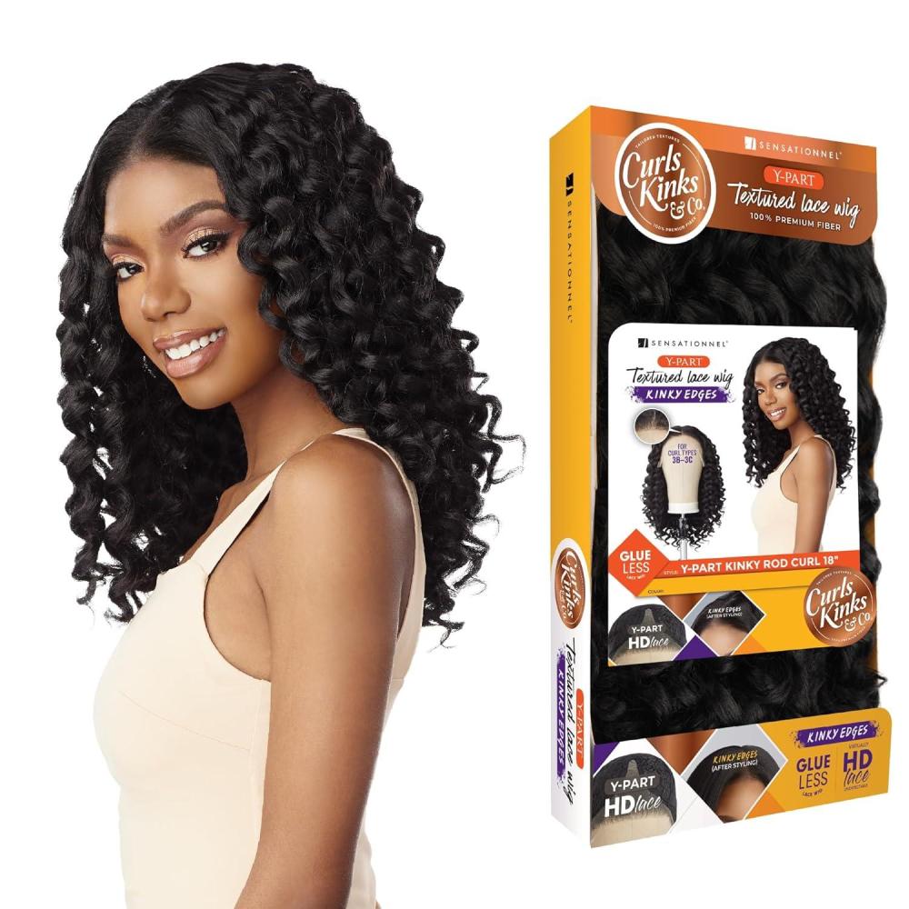 imageSensationnel Curls Kinksandco Kinkyedges Wig Kinky Rod Curl 18 Inch Y Part Lace Natural Kinkytexture Edged Hairline for Natural 3C to 4C Hair Textures 1 JETBLACKF1B33