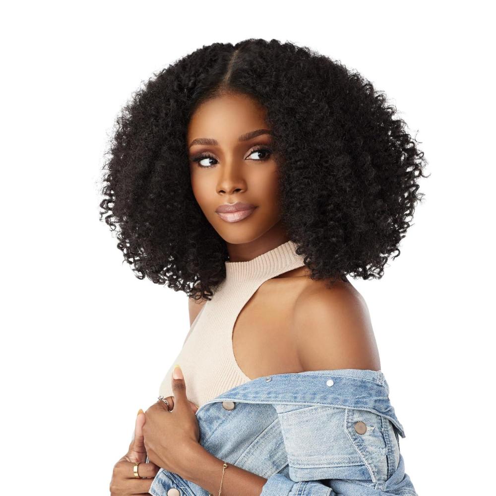 imageSensationnel Curls Kinksandco Kinkyedges Wig  Kinky Zigzag Curl 14 Inch Y Part Lace Natural Kinkytexture Edged Hairline for Natural 3C to 4C Hair Textures 1 JETBLACK1 JETBLACK