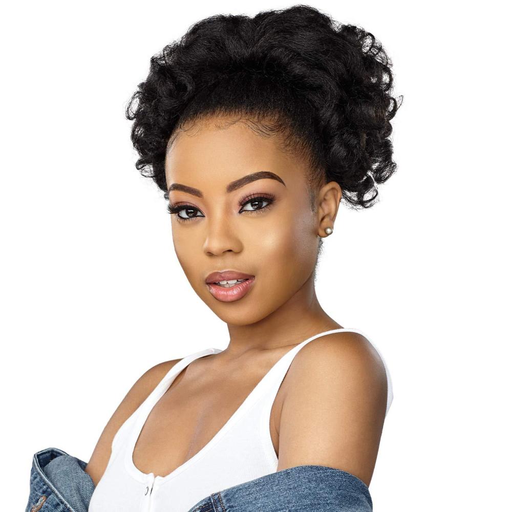imageSensationnel Curls Kinksandco Ponytails Top Lady Instant Weavedrawstring Pony Updo for Natural 3C to 4C Hair Textures 1 JETBLACKTopBottom Mix Off Black and Light Auburn T1B30