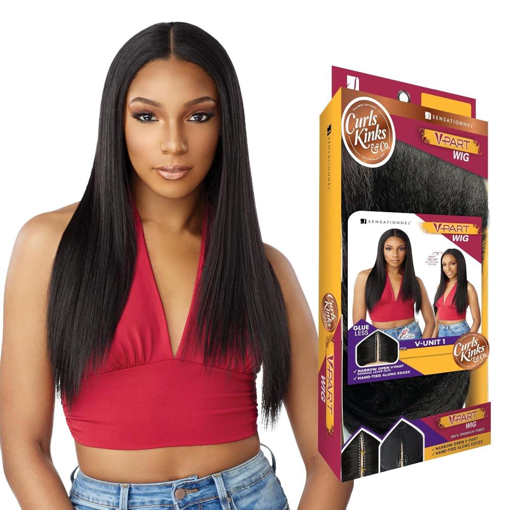 imageSensationnel Curls Kinksandco Vpart Wig  Unit 1 Narrow Part Glueless Natural Kinkytexture Edged Hairline for Natural 3C to 4C Hair Textures 1 JETBLACKTH1B30