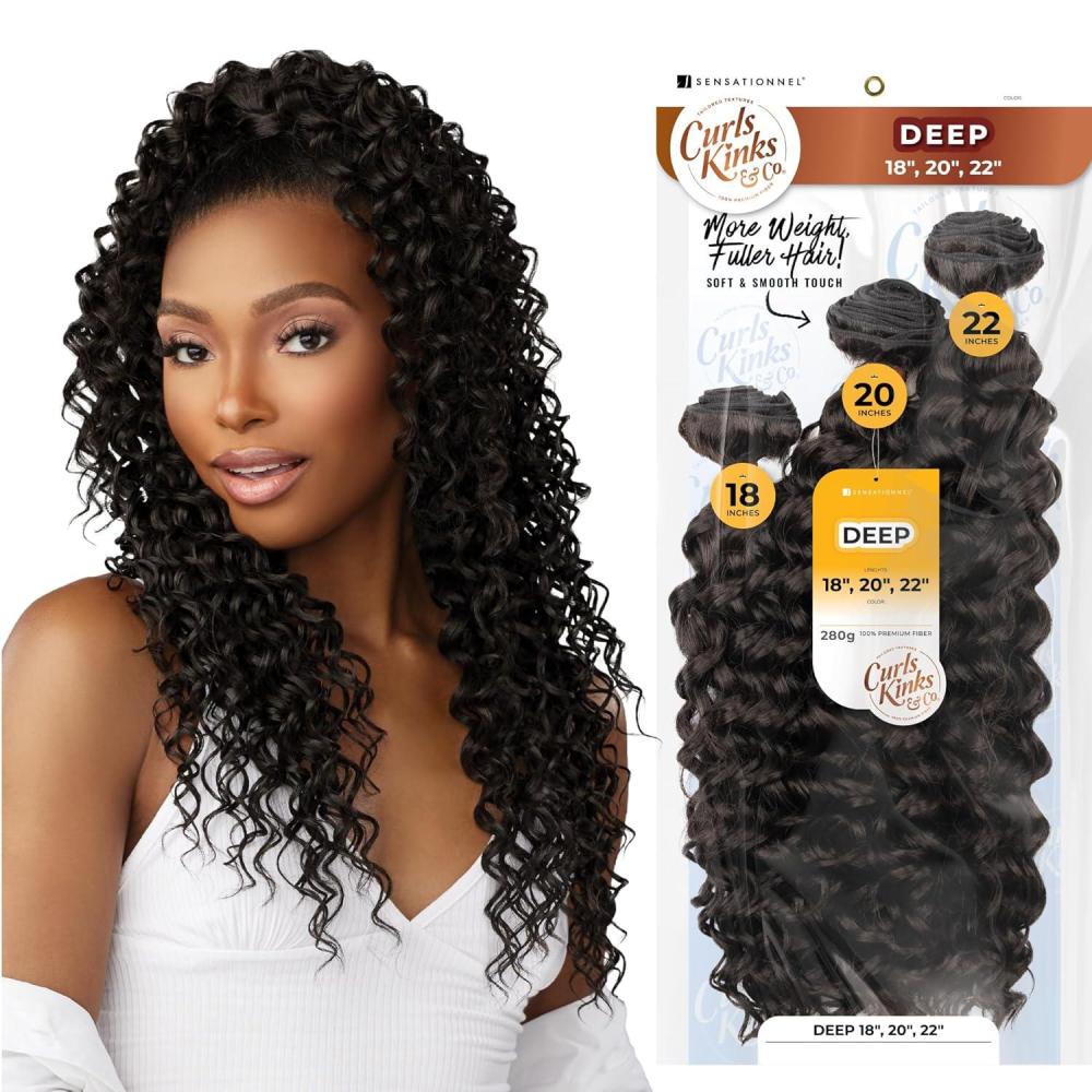 imageSensationnel Curls kinksandco synthetic bundles deep multibundle quick weave hair for natural 3c to 4c hair textures 18 20 22 inch 1 JETBLACKS1B27
