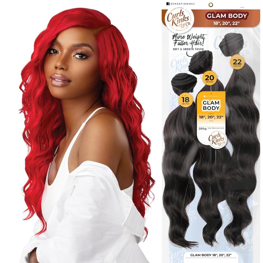 imageSensationnel Curls kinksandco synthetic bundles  glam body multibundle quick weave hair for natural 3c to 4c hair textures 14 16 18 inch 1 JETBLACK4 MEDBROWN