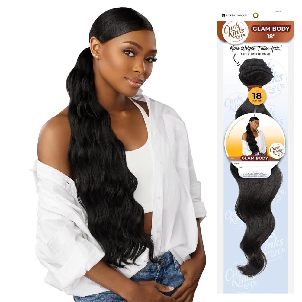 imageSensationnel Curls kinksandco synthetic bundles glam body quick weave hair or pony styles for natural 3c to 4c hair textures 1 pack 18 inch 1 JETBLACKS227613