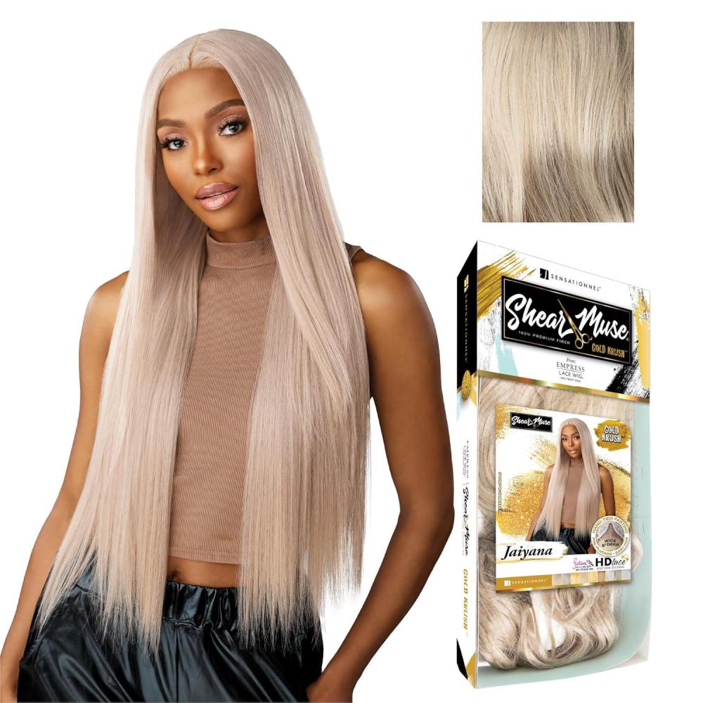 imageSensationnel Shear Muse Goldkrush Lacewig Jaiyana Deep Laceparting Hand Tied Ready to Wear Synthetic Prestyled Units BEIGEASHBLONDEBEIGEASHBLONDE
