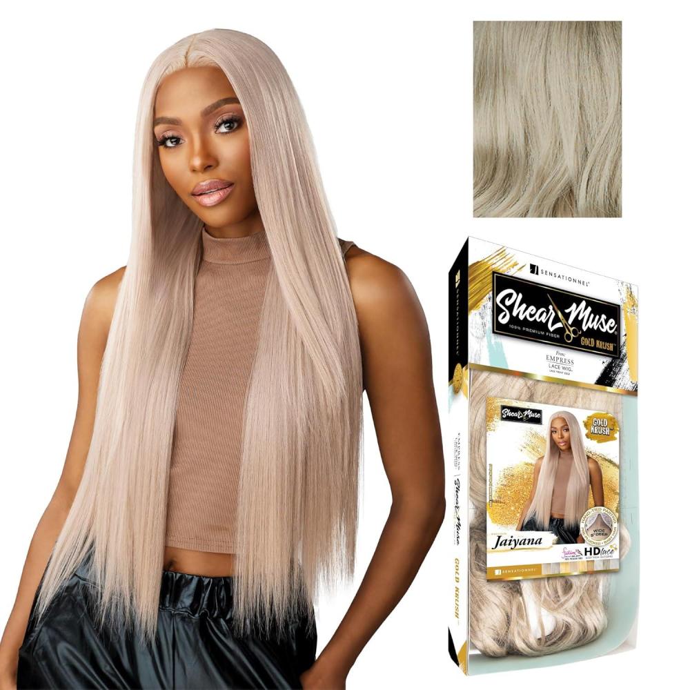 imageSensationnel Shear Muse Goldkrush Lacewig  Jaiyana Deep Laceparting Hand Tied Ready to Wear Synthetic Prestyled Units BEIGEASHBLONDELIGHTASHBLONDE