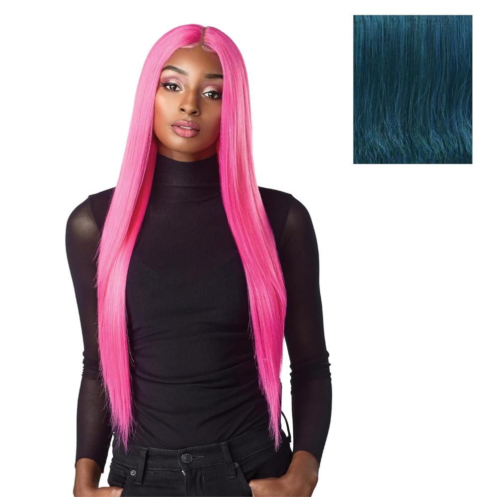 imageSensationnel Shear Muse Lace Wig Lachan Deep Laceparting Hand Tied Ready to Wear Synthetic Prestyled Units BABYBLUETEALGREEN