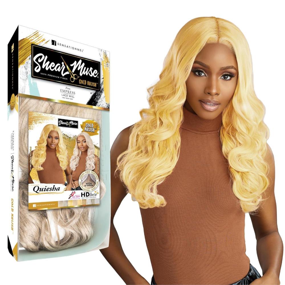 imageSensationnel Shear Muse Lace Wig Quiesha Deep Laceparting Hand Tied Ready to Wear Synthetic Prestyled Units BEIGEASHBLONDELIGHTASHBLONDE