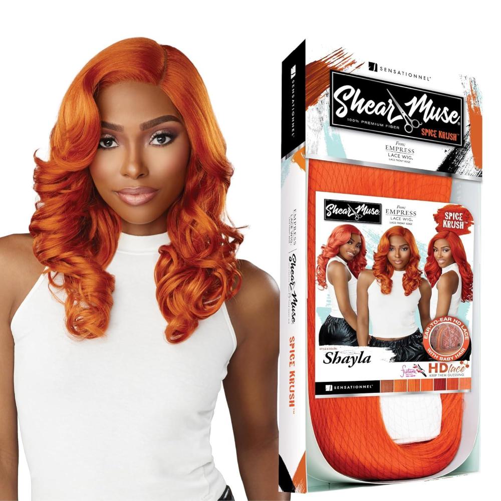 imageSensationnel Shear Muse Lace Wig  Shayla Deep Laceparting Hand Tied Ready to Wear Synthetic Prestyled Units CHOCOLATECOPPERCHOCOLATECOPPER