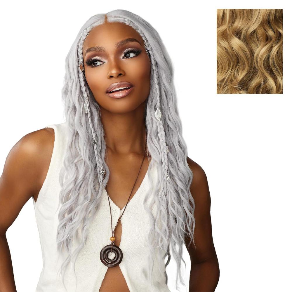 imageSensationnel Shearmuse Festigal Lacewig  Dazzle Gal Glueless Ypart Laceparting Hand Tied Ready to Wear Synthetic Prestyled Units BLEACHBLONDEDIRTYBLONDE