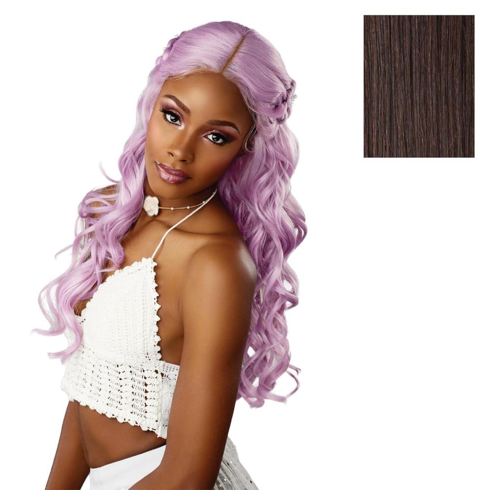 imageSensationnel Shearmuse Festigal Lacewig  Flower Gal Glueless Ypart Laceparting Hand Tied Ready to Wear Synthetic Prestyled Units BLACKDARKBROWN
