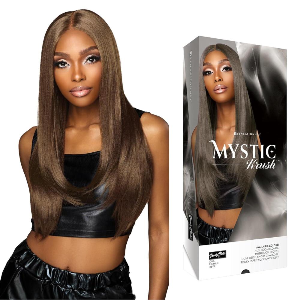 imageSensationnel Shearmuse Mystic Krush Lacewig  Lila Glueless Synthetic Preplucked Hairline Deep Laceparting Hand Tied MUSHROOMBLONDESMOKYESPRESSO