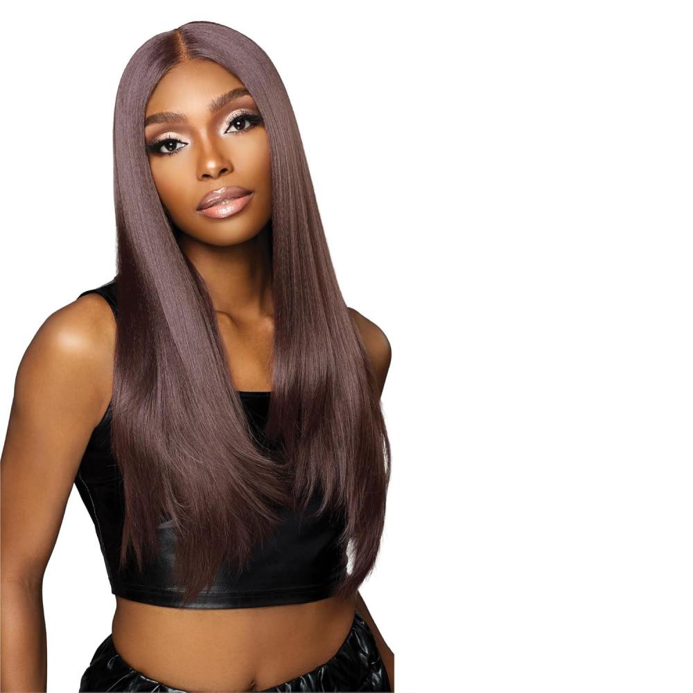 imageSensationnel Shearmuse Mystic Krush Lacewig Lila Glueless Synthetic Preplucked Hairline Deep Laceparting Hand Tied MUSHROOMBLONDESMOKYVIOLET