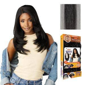 Sensationnel Curls Kinks and Co Kinkyedges Wig – Kinky Blow Out 20 Inch Y Part Lace Natural Kinky Edge textured Hairline for Natural 3B to 4C Hair Textures (1 JETBLACK)(HL280/51)
