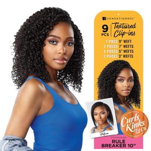 Sensationnel Curls Kinksandco Clip In – Rule Breaker 10 Inch 9 Piece Pack Easy to Use Clips for Natural 3C to 4C Hair (1 JETBLACK)(TH2/27)