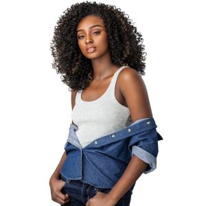 Sensationnel Curls Kinksandco Half Wig – The Show Stopper Instant Weave Drawstring Cap for Natural 3C to 4C Hair Textures (1 JETBLACK)(F1B/30)