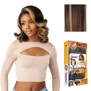Sensationnel Curls Kinksandco Kinkyedges Wig – Kinky Barrel Curl 14 Inch 13X6 Lace Frontal Natural Kinkytexture Edged Hairline for Natural 3C to 4C Hair Textures (1 JETBLACK)(BALAYAGEMOCHA)