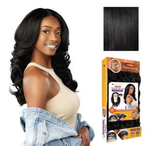 Sensationnel Curls Kinksandco Kinkyedges Wig – Kinky Barrel Curl 20 Inch Y Part Lace Natural Kinkytexture Edged Hairline for Natural 3B to 4C Hair Textures (1 JETBLACK)(1 JETBLACK)