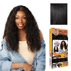 Sensationnel Curls Kinksandco Kinkyedges Wig – Kinky Braid Out 20 Inch Y Part Lace Natural Kinkytexture Edged Hairline for Natural 3C to 4C Hair Textures (1 JETBLACK)(1 JETBLACK)