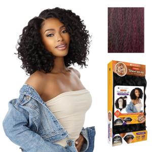 Sensationnel Curls Kinksandco Kinkyedges Wig – Kinky Ringlet Curl 14 inch Y Part Lace Natural Kinkytexture Edged Hairline for Natural 3C to 4C Hair Textures (1 JETBLACK)(F1B/BG)