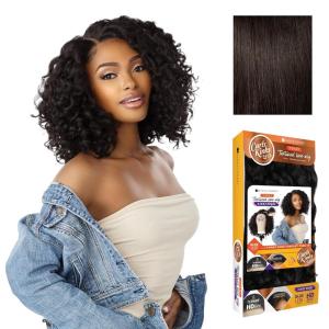 Sensationnel Curls Kinksandco Kinkyedges Wig – Kinky Ringlet Curl 14 inch Y Part Lace Natural Kinkytexture Edged Hairline for Natural 3C to 4C Hair Textures (1 JETBLACK)(2 DARKBROWN)