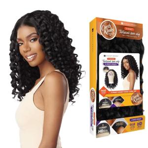 Sensationnel Curls Kinksandco Kinkyedges Wig – Kinky Rod Curl 18 Inch Y Part Lace Natural Kinkytexture Edged Hairline for Natural 3C to 4C Hair Textures (1 JETBLACK)(F1B/30)