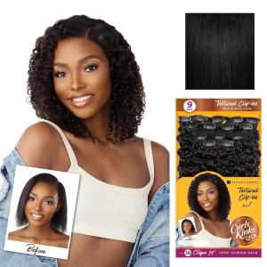 Sensationnel Curls kinksandco clip in – clique 9 piece pack easy to use clips for natural 3c to 4c human hair (14 inch, NATURAL)(NATURAL/BLACK)