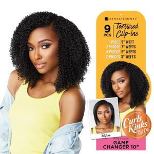 Sensationnel Curls kinksandco clip in – game changer 10 inch easy to use clips for natural 3c to 4c hair textures (1B OFFBLACK)(TH2/27)