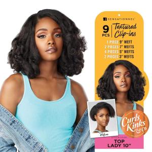 Sensationnel Curls kinksandco clip in – top lady 10 inch easy to use clips for natural 3c to 4c hair textures (1 JETBLACK)(1B OFFBLACK)