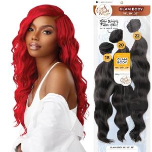 Sensationnel Curls kinksandco synthetic bundles – glam body multibundle quick weave hair for natural 3c to 4c hair textures (14 16 18 inch, 1 JETBLACK)(T1B/GINGER)