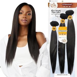 Sensationnel Curls kinksandco synthetic bundles – straight multibundle quick weave hair for natural 3c to 4c hair textures (14 16 18 inch, 1 JETBLACK)(4 MEDBROWN)