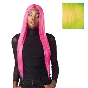 Sensationnel Shear Muse Lace Wig – Lachan Deep Laceparting Hand Tied Ready to Wear Synthetic Prestyled Units (BABYBLUE)(NEONLIME)