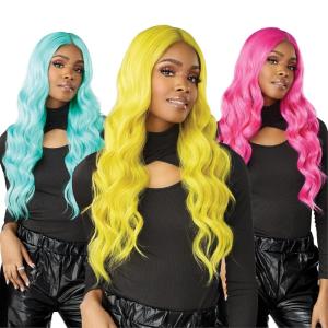 Sensationnel Shear Muse Lace Wig – Sharitta Deep Laceparting Hand Tied Ready to Wear Synthetic Prestyled Units (NEONROYALBLUE)(TEALGREEN)