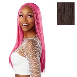 Sensationnel Shearmuse Festigal Lacewig – Diamond Gal Glueless Ypart Laceparting Hand Tied Ready to Wear Synthetic Prestyled Units (BLACK)(DARKBROWN)