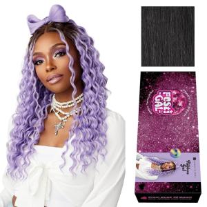 Sensationnel Shearmuse Festigal Lacewig – Ribbon Gal Glueless Laceparting Hand Tied Ready to Wear Synthetic Prestyled Units (BEIGEBLONDE)(BLACK)