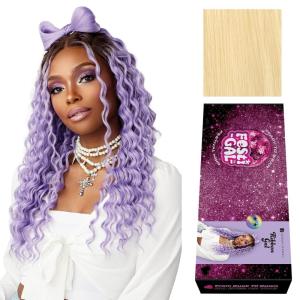 Sensationnel Shearmuse Festigal Lacewig – Ribbon Gal Glueless Laceparting Hand Tied Ready to Wear Synthetic Prestyled Units (BEIGEBLONDE)(BLEACHBLONDE)