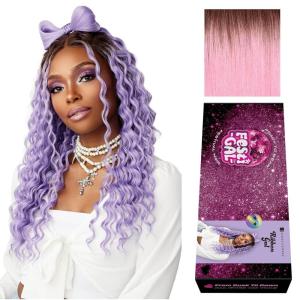 Sensationnel Shearmuse Festigal Lacewig – Ribbon Gal Glueless Laceparting Hand Tied Ready to Wear Synthetic Prestyled Units (BEIGEBLONDE)(TT/BLUSHPINK)