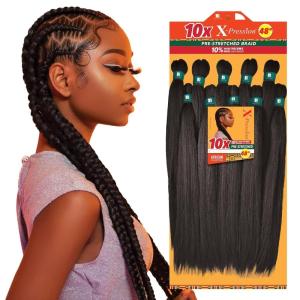 Sensationnel X-pression prestretched braiding hair – 10x braid 48 inch all kanekalon flame retardant synthetic braid for box braids and twists (1B OFFBLACK)(350 COPPERRED)