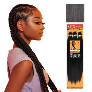 Sensationnel X-pression prestretched braiding hair – 3x braid 58 inch all kanekalon flame retardant synthetic braid for box braids and twists (1 pack, 1 JETBLACK)(M44)